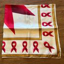 Oscar de la Renta  Vintage Silk Scarf Square AIDS Awareness Red Ribbon RARE Photo 10