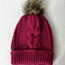 Target Pink Knitted Fuzzy Pom Pom Winter Beanie Hat Photo 2