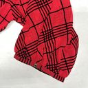 Calvin Klein  NWT Size 3X Red - Black Flocked Velvet Plaid Blouse Top Photo 3