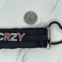 Black Ribbon Rhinestone CRZY Crazy Heart Carabiner Keychain Keyring Photo 0