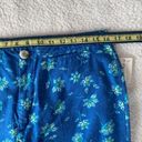 None NEW Floral Flower Capris Cropped Ankle Pants Blue 10 Medium Photo 4