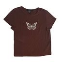 New Look Brown Ribbed Butterfly Logo T-shirt Photo 0