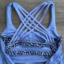 Lululemon Wild Tank Top Women Sz. 4 Built in Bra Blue Black Spotted Strappy Back Photo 6