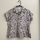 Rachel Zoe  Floral Linen Peplum Short Sleeve Blouse Size Small Photo 1