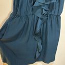 Rebecca Taylor  Textured Green Silk Ruffle Braided Trim Mini Dress Photo 4