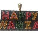 Monet  Happy Kwanzaa bling rhinestones jewelry black gold red green charm New Photo 0