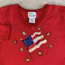 Quacker Factory Quaker Factory Womens Sweater Medium Red‎ American Flag USA V-Neck Vintage 90’s Photo 1