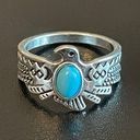 Turquoise stone eagle silver plated ring size 7 Photo 0