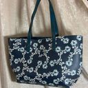 Walmart Vinyl Blue & Teal Floral Tote Photo 0