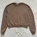 Good American Sweatshirt Crewneck Long Sleeve Pullover Sweater Tan Brown L Photo 3