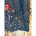 Quacker Factory  Denim Jean Jumper Dress Embroidered Floral Size 10 Photo 4