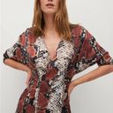 Mango  Snake Print Satin Button-Down Maxi Dress - Size 6 Photo 1