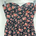 Sans Souci  Womens Floral Dress Cotton Strapless Fit & Flare Mini Black Red Photo 11