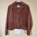 Nine West  genuine leather brown jacket button down embroidery womens large‎ Photo 0