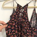 American Eagle floral sundress wrap style black red tie up back summer dress Photo 6