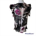 Ted Baker  London Sheer Drape V Neck Ruffle Puff Short sleeve Blouse Photo 1