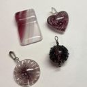 Handmade Lot Of 4 Costume Pendants / Charms Blown Art Glass Purple / Pink Mix Photo 0