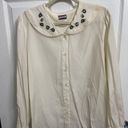 American Vintage Vintage 62 East Women’s Long Sleeve Floral Collar Granny core Shirt Medium Cream Photo 0