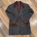 Houndstooth Harve Benard Vintage  Leather Trim Blazer Jacket Size Medium Photo 5