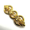 Swavorski Vintage Swarovski swan circle bar gold tone brooch Photo 3