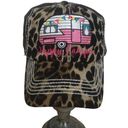 Ethos KB  Vintage Happy Camper Adjustible Animal Print Ball Cap OSFA Photo 0