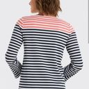 Draper James  Women's Stripe Ponte Long Sleeve Tee Navy Coral Size L Photo 1