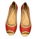 L.L.Bean  OPEN TOE BALLET FLAT PERFORATED CORAL TAN TRIMMED SHOES 6 Photo 1