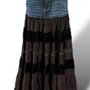 Vintage Y2K Rosa & Rose Maxi Skirt Small Denim Tiered Velvet Lace Fairy Grunge Blue Photo 1