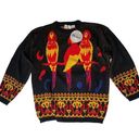 Chateau NEW Vtg  Womens Sweater 80s Black Red Yellow Parrot Bird 3/4 Sleeves Sz M Photo 0