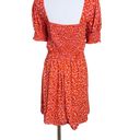 Trixxi Clothing Company Orange Smocked Floral Square Neck Empire Dress sz Medium Photo 3