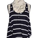 Poof  Excellence  Womens Blouse Tank Sz Small Striped Sleeveless Swing High Low Photo 6