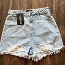 Missguided Cross Patched Ripped Denim Short Photo 0