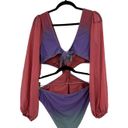 Cupshe  Swimsuit Womens XL Beachy Ombre Long Sleeve Cutout One Piece Purple NWT Photo 5