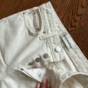 Reformation  Fawcett Ivory High Waisted Straight Flare Leg Raw Hem Jeans Photo 3