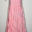 Comfy And Ready Tessa Tiered Tie Up Maxi Dress Size Medium In Pink Photo 5