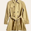 Banana Republic  Camel Tan Canvas Double Breasted Belted Trench Coat Petite S Photo 0