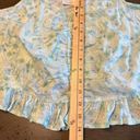 Abound  Sleeve Less Floral Front Ruched‎ Blue Green Ruffle Hem Womens Large Photo 8