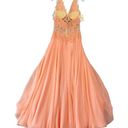 Tony Bowls  Le Gala Women Dress Size 8 Orange Coral Elegant Maxi Gown Sleeveless Photo 1