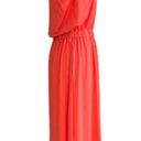 Joan Rivers  Maxi Dress Petite Coral Orange Sleeveless V-Neck Jersey Size SP Photo 3