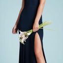 Dress the Population NEW  'IRIS' NAVY HIGH SLIT V-NECK CREPE GOWN DRESS - size S Photo 5