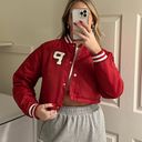 Pretty Little Thing Red Cropped Bomber Racer Jacket Photo 0