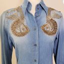 Dolce & Gabbana  size 38 dragon embellished denim button down shirt Photo 1