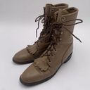 Justin  Taupe Leather Lace Up Kiltie Roper Cowboy Boots Womens Size 7.5 A Photo 0