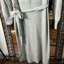 Chelsea 28 Sweater Dress Grey Knit Wrap Top Vneck Belted Side Slit Size Large Photo 2