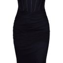 Pretty Little Thing - black mesh ruched cups Croset strappy midi dress Photo 0
