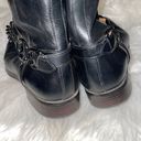 Coach  Black Mabel Leather Chain Buckle Knee High Riding Boots Photo 4