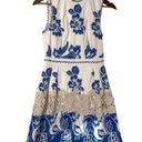 Alexis  Farah Blue White Fit & Flare Dress Medium Photo 0