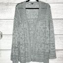 Torrid  Gray Long Sleeve Pointelle Open Knit Cardigan Sweater Size 3X 22-24 Photo 7