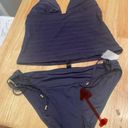 La Blanca  Side Tie Hipster Swim Bottom Indigo, Gold Card Ends, B80, Size 12, $20 Photo 3