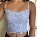 Brandy Melville  Izzy Tank Blue and White Smocked Tank Photo 0